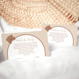 Modern Minimal Teddy Bear Baby Shower Book Request Enclosure Card