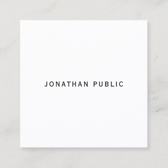 Modern Minimal Template Custom Your Text Here Square Business Card (Front)