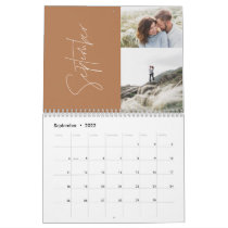 Modern minimal terracotta 2 photo family elegant calendar