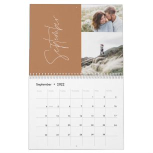 Modern minimal terracotta 2 photo family elegant calendar
