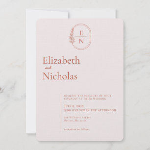 Modern Minimal Terracotta & Blush Wedding Invitation