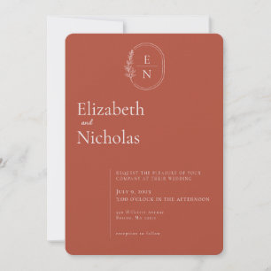 Modern Minimal   Terracotta & Blush Wedding  Invitation