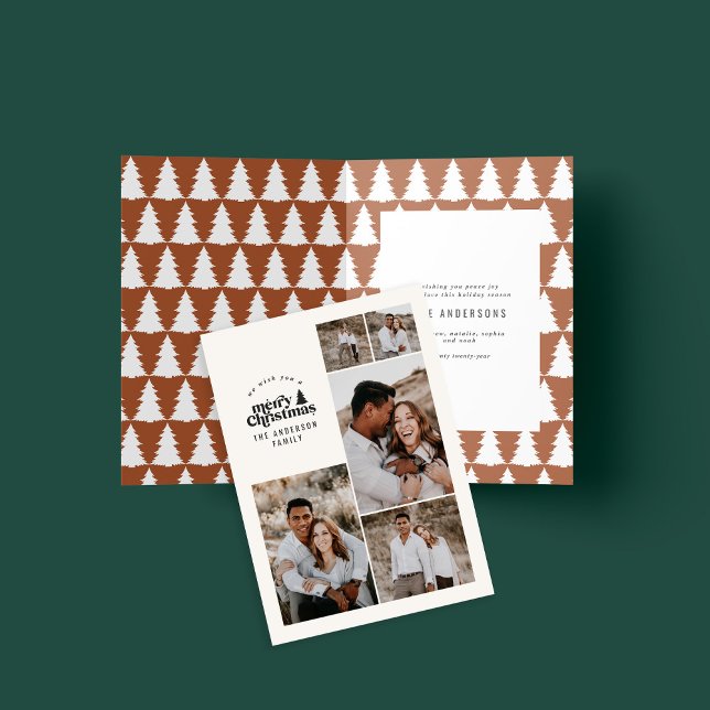 Modern minimal terracotta Christmas multi photo Thank You Card (Creator Uploaded)