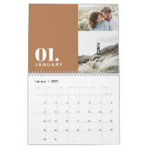 Modern minimal terracotta multi photo family calendar