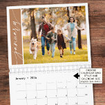 Modern Minimal Terracotta One Photo Family Calendar<br><div class="desc">Organize your days and celebrate your memories by creating your own custom personalized photo collage calendar with one photo per month (14 total photos including front and back cover photos). The design features stylish script typography on a color block, both of which you can change the colors to coordinate with...</div>