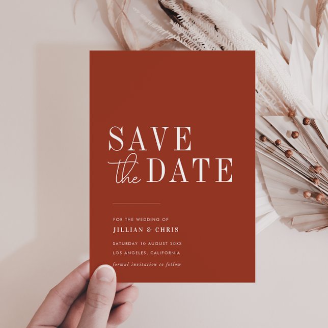 modern minimal terracotta save the date card (Creator Uploaded)