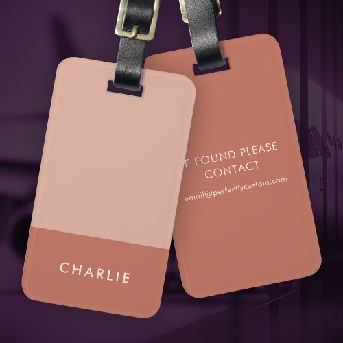 Modern minimal terracotta shades luggage tag