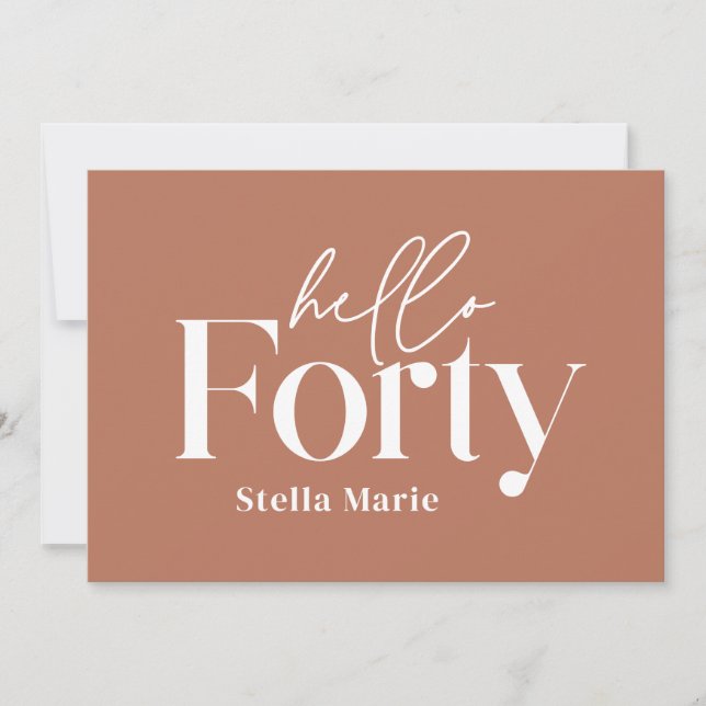 Modern minimal terracotta simple 40th birthday invitation (Front)
