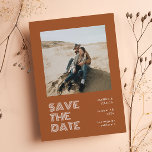 Modern Minimal Terracotta Typography Photo Wedding Save The Date<br><div class="desc">Modern Minimal Terracotta Bold Typography Photo Wedding Save the Date Invitation Card</div>