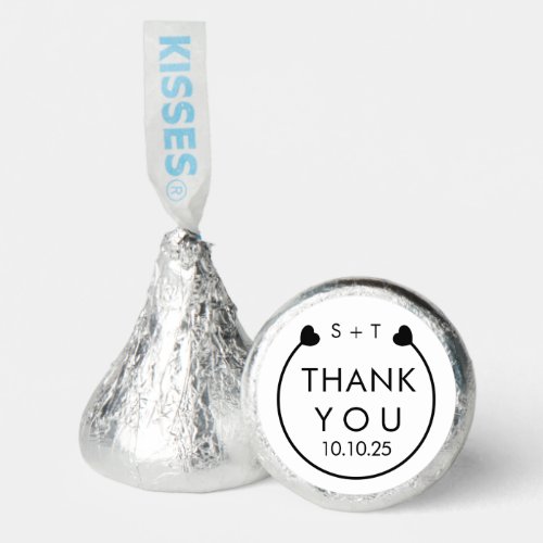 Modern Minimal Thank You Monogram Wedding Heart Hersheys Kisses