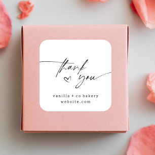 Modern Minimal Thank You Order Script Typography Square Sticker