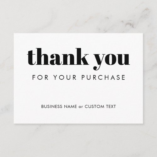Modern Minimal Thank You Purchase Order Business Enclosure Card