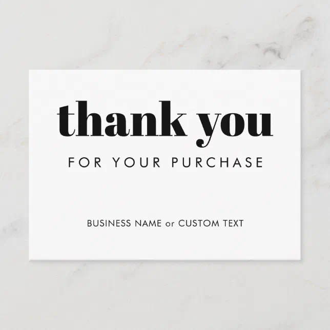 Modern Minimal Thank You Purchase Order Business Enclosure Card | Zazzle