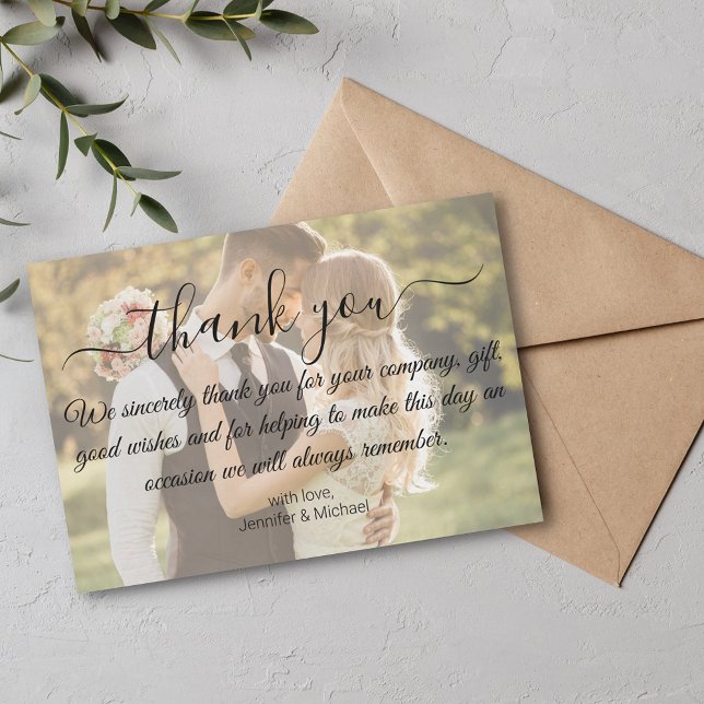 modern minimal thank you wedding couple photo note card (Creator Uploaded)