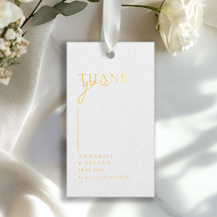 Modern, Minimal, "THANK YOU" Wedding Foil Gift Tags