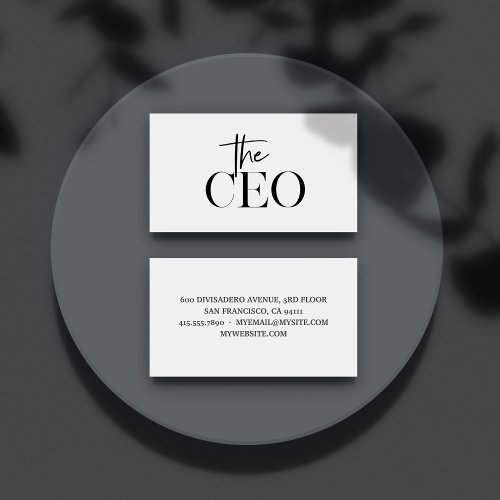 Modern Minimal The CEO Black Business Card