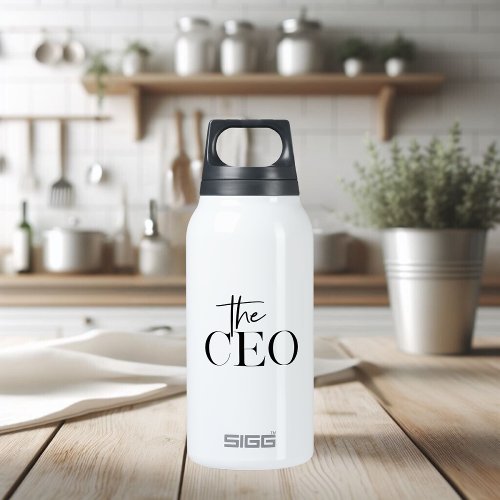 Modern Minimal The CEO Black Insulated Water Bottle