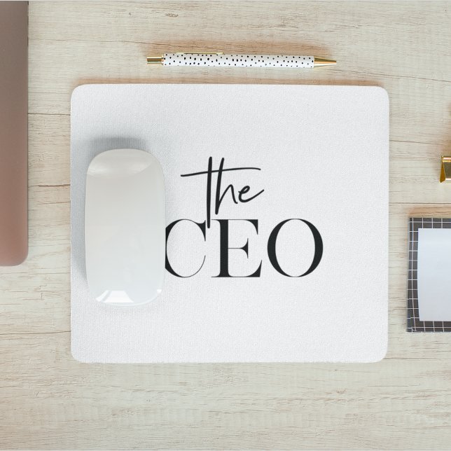 Modern Minimal The CEO Black Mouse Pad (Creator Uploaded)