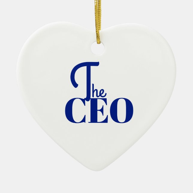 Modern Minimal The CEO Blue Ceramic Ornament (Front)