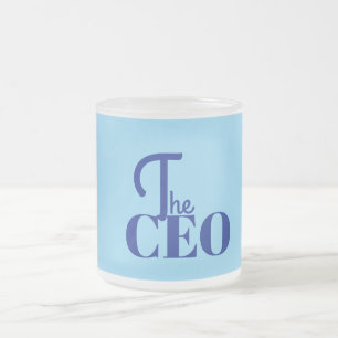 Modern Minimal The CEO Blue Frosted Glass Coffee Mug