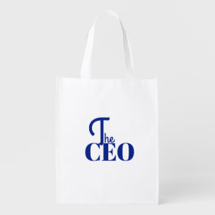 Modern Minimal The CEO Blue Grocery Bag