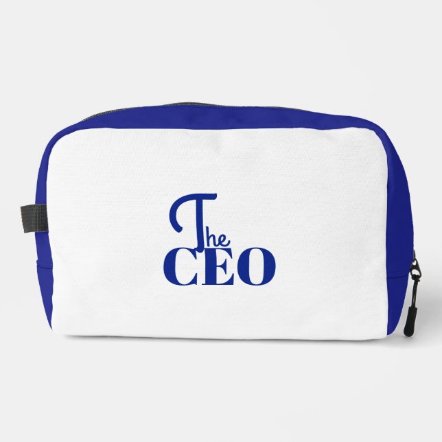 Modern Minimal The CEO Blue Printed Backpack Dopp Kit (Front)