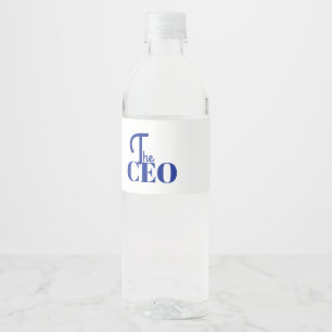 Modern Minimal The CEO Blue Water Bottle Label