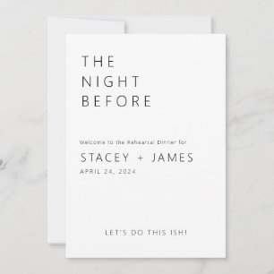 Modern Minimal   The Night Before Rehearsal Dinner Invitation
