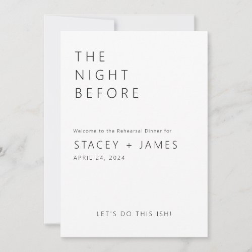 Modern Minimal  The Night Before Rehearsal Dinner Invitation