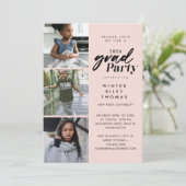 Modern Minimal Then & Now 3 Photo Graduation Party Invitation (Standing Front)
