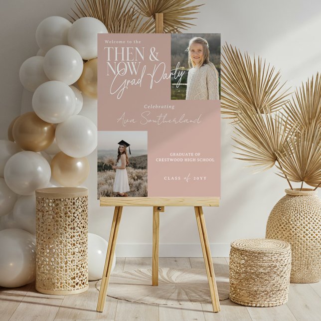 Modern Minimal Then & Now Graduation Party Photos Foam Board (Modern Minimal Then & Now Graduation Party Photos Foam Board)
