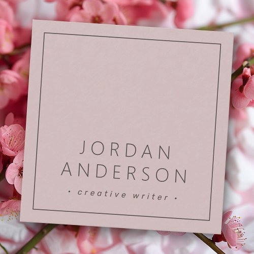 Modern minimal thin borders rose taupe square business card