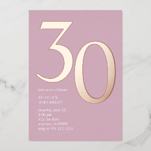 Modern Minimal Thirty 30th Birthday Party Pink Foil Invitation