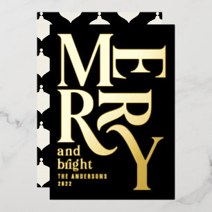 Modern minimal traditional merry Christmas Foil Ho Foil Holiday Card
