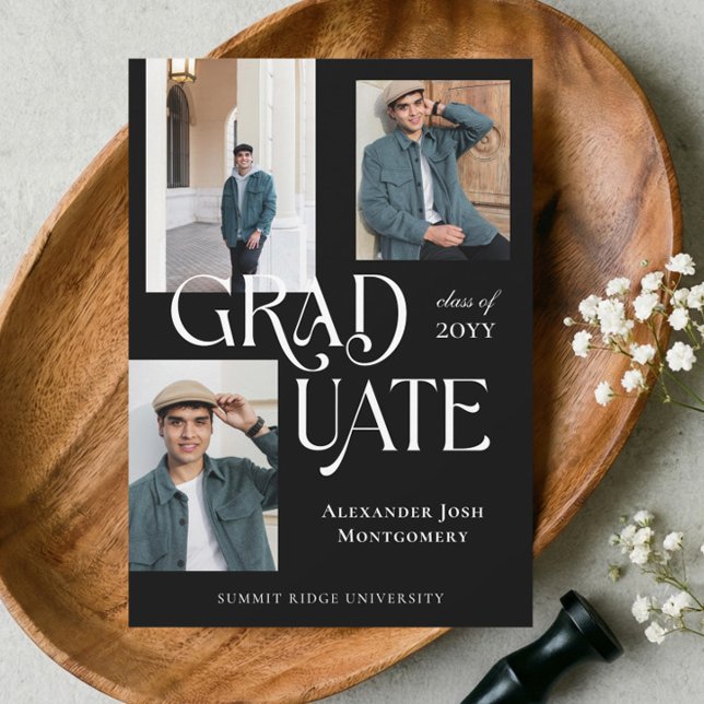 Modern Minimal Trendy Grad Photo Collage Graduate Announcement (Modern Minimal Trendy Grad Photo Collage Graduate Announcement)