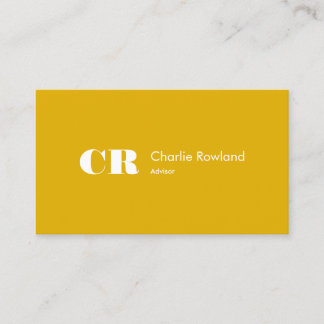 Modern Minimal Trendy Monogram Yellow Mustard Business Card