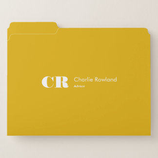 Modern Minimal Trendy Monogram Yellow Mustard File Folder