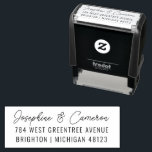 Modern Minimal Trendy Script Wedding Self-inking Stamp<br><div class="desc">Simple, modern and stylish return address stamp with a trendy minimalist design style with a whimsical informal cursive handwriting calligraphy font names and clean and classic sans-serif address text classic black and white. Personalize the text or change fonts to create a wedding invitation return address or RSVP envelope address stamp....</div>