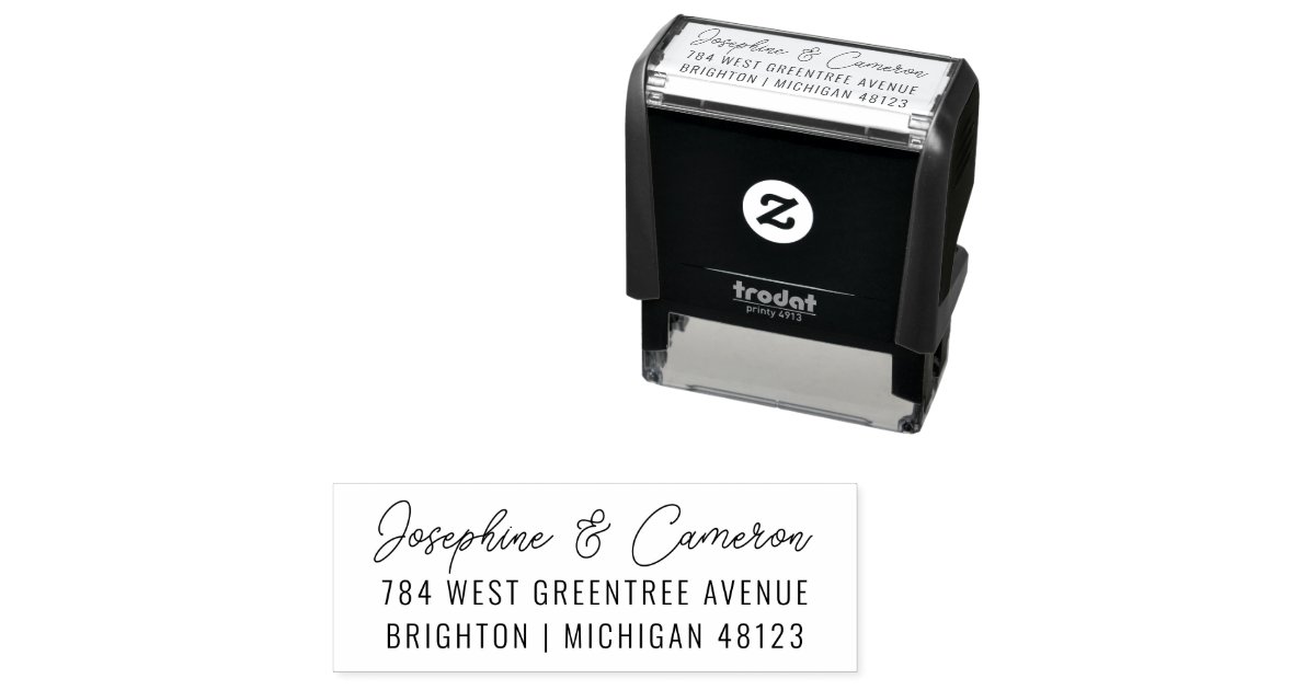 Modern Ink Stamp Design Modern Minimal Trendy Script Wedding Self-inking Stamp | Zazzle