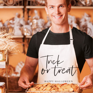 Modern Minimal Trick And Treat   Happy Halloween Apron