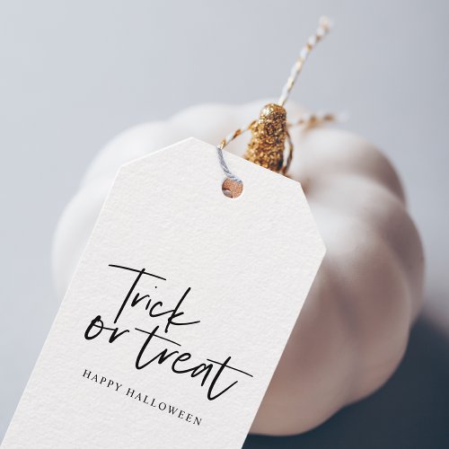 Modern Minimal Trick And Treat  Happy Halloween Gift Tags