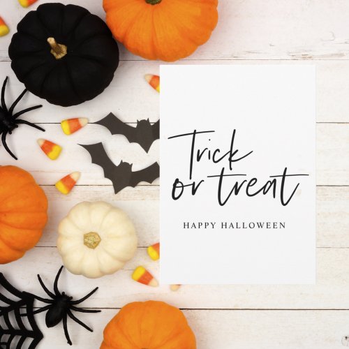 Modern Minimal Trick And Treat  Happy Halloween Holiday Card