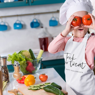 Modern Minimal Trick And Treat   Happy Halloween Kids' Apron