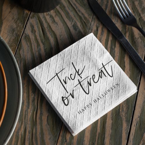 Modern Minimal Trick And Treat  Happy Halloween Napkins