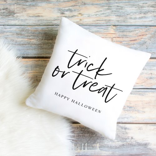 Modern Minimal Trick And Treat  Happy Halloween Outdoor Pillow