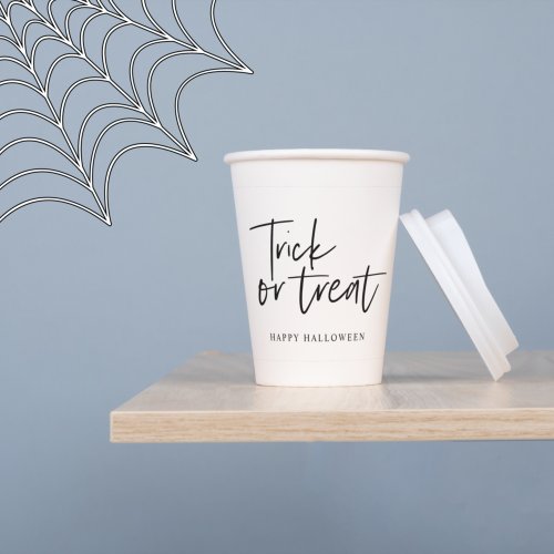 Modern Minimal Trick And Treat  Happy Halloween Paper Cups