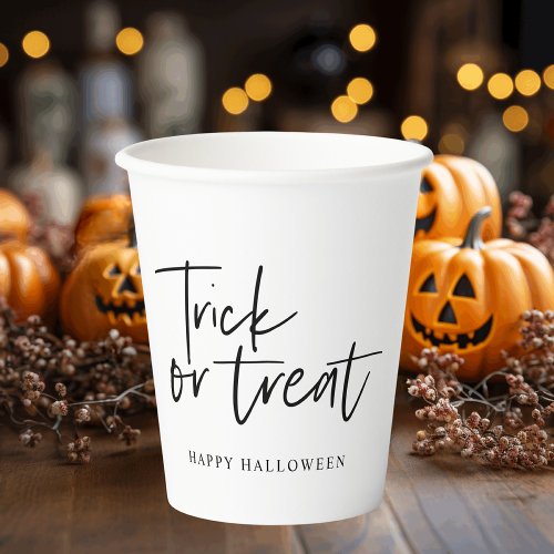 Modern Minimal Trick And Treat  Happy Halloween Paper Cups