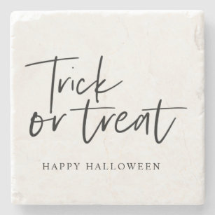 Modern Minimal Trick And Treat   Happy Halloween Stone Coaster