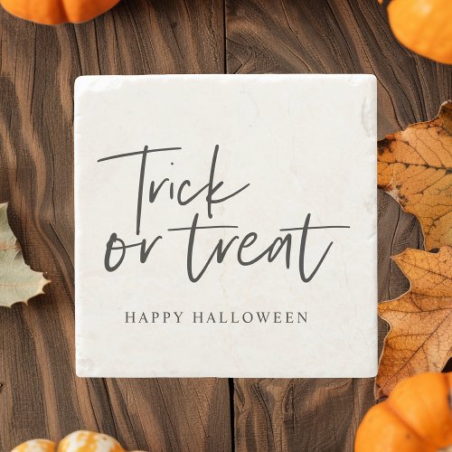 Modern Minimal Trick And Treat  Happy Halloween Stone Coaster