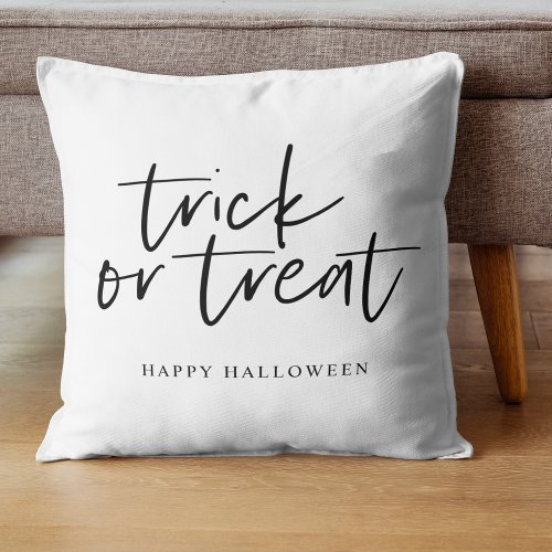 Modern Minimal Trick And Treat  Happy Halloween Throw Pillow